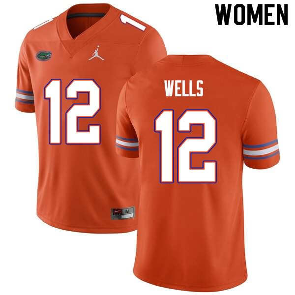 NCAA Florida Gators Rick Wells Women's #12 Nike Orange Stitched Authentic College Football Jersey SRP2164TN